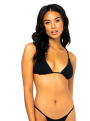 Sandalwood Slick Triangle Bikini Top - Black